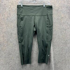 Lululemon Leggings Women 12 Dark Green Fast and Free Crop 23” High Rise Nulux